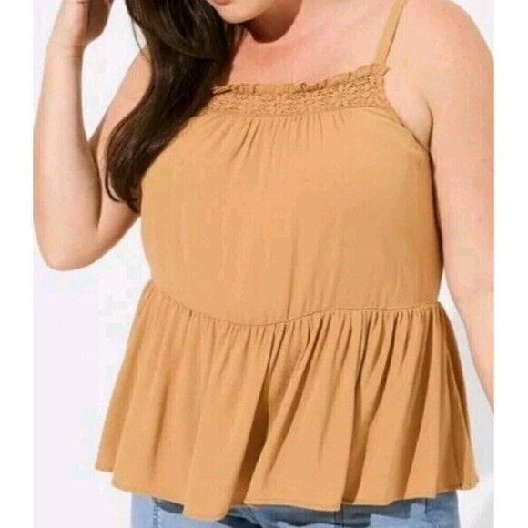 Torrid Washable Crinkle Gauze Sleeveless Crochet Tank Size 3X New - Picture 4 of 7